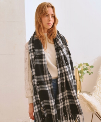 Plaid Long Winter Scarf SF320054 BLACK